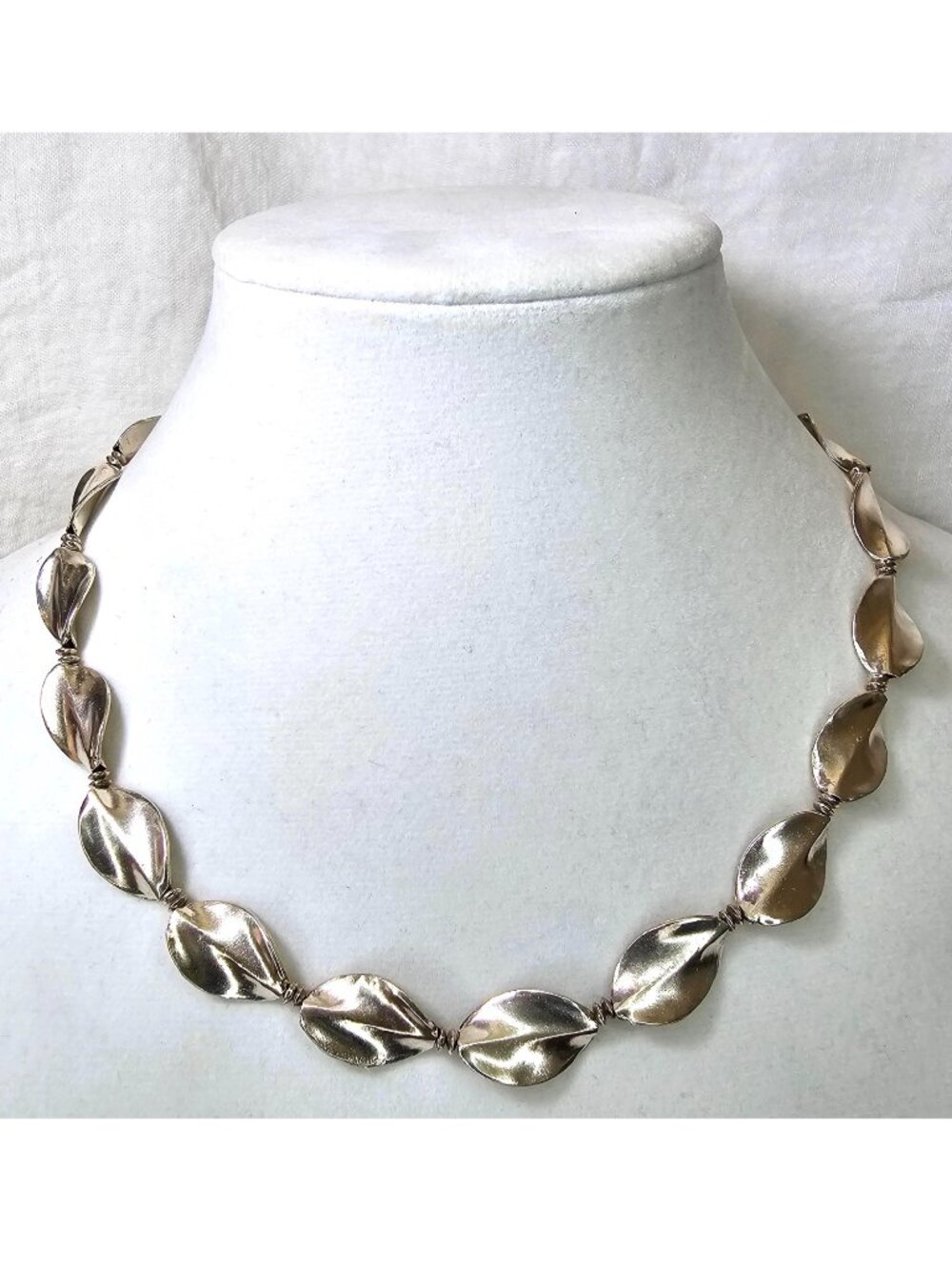 Fine Silver Leaves Karen Hill Tribe Beaded Princess Necklace, 19”